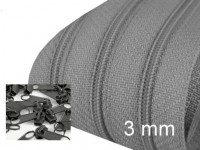3 Meter Endlos-Reissverschluss 3mm - stahlgrau (578) -  inkl. 12 Zipper