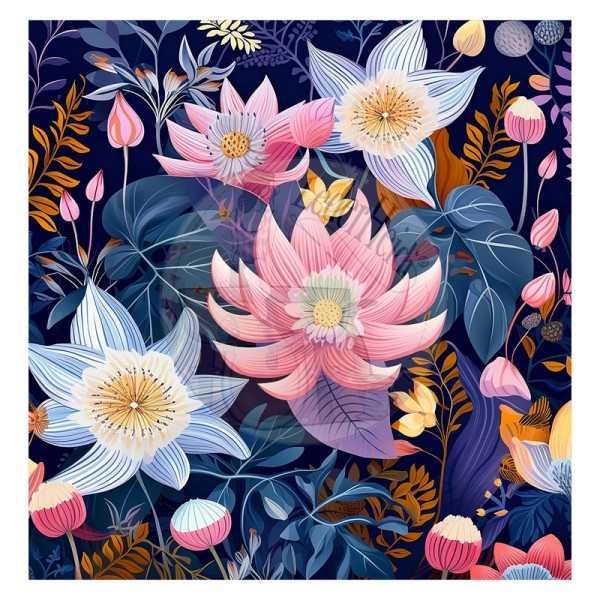 Kunstleder Panel "Colorful Blossom5" - 40x40 cm