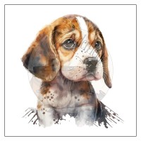 Kunstleder Panel - "Welpe Beagle"   -  19x19 cm - Motiv 7