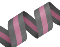 Gurtband 38 mm  - Streifen grau/rosa