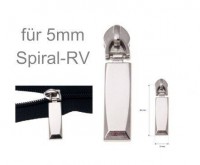 Metallzipper silber rechteckig lang  glänzend - für 5mm Spiral-Reissverschluss