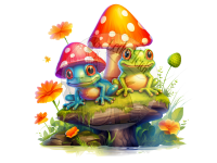 Bügelbilder - "Colorful Frogs - versch. Größen