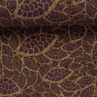 Corcoon Korkstoff gemustert - Blätterornamente lila