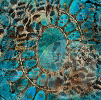Kunstleder Panel "Leopard" türkis - 14x14 cm
