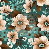 Panama Digital -"Flowers teal/brown"- Eigenproduktion