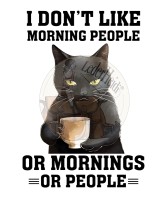 Bügelbilder - "Cat - I don*t like morning..... - versch. Größen