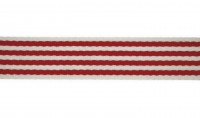Baumwoll-Gurtband 40mm - schmale Streifen -weiss/rot - SOFT