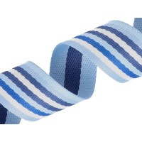 Gurtband gestreift beidseitig - blau weiss - 38 mm