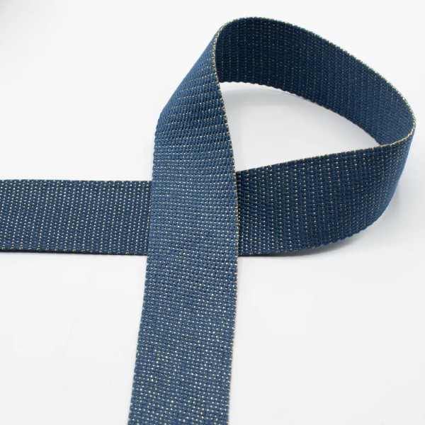 Gurtband unifarben mit Lurex - jeansblau -  40mm