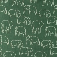 Baumwoll - Popeline- "Elefanten" Strichzeichnung - altgrün - Snoozy Fabrics®