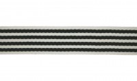 Baumwoll-Gurtband 40mm - schmale Streifen -weiss/marine - SOFT