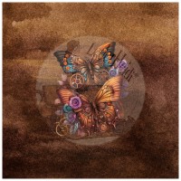 Kunstleder Panel "Steampunk Butterfly" rostfarben - 40x40 cm
