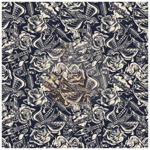 Kunstleder Panel "white roses" - 40x40 cm