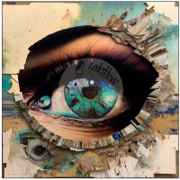 Kunstleder Panel "Abstract Eye16"- 14x14 cm