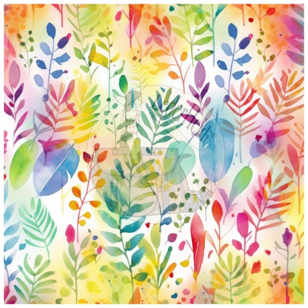 Kunstleder Panel "Rainbow Leaves9" - 40x40 cm
