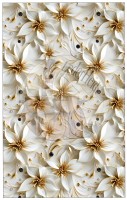 Kunstleder Panel  für Geldbörsen "Glamorous white flowers 3D" - 25x40 cm