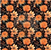 Wasserdichter Canvas - "Flowers schwarz/orange" - Eigenproduktion