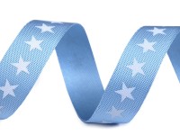 Gurtband - Webband - Sterne - hellblau/weiß - 19 mm