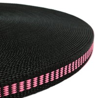 Gurtband - PP - schwarz/rosa - 20mm - 3mm dick