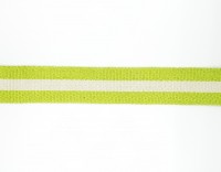 Baumwoll-Gurtband 40mm - breite Streifen  lime/weiss - SOFT