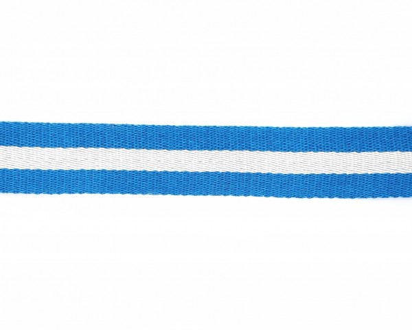 Baumwoll-Gurtband 40mm - breite Streifen aquablau/weiss - SOFT