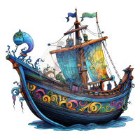Bügelbilder - "Spooky Rainbow Schiff" - versch. Größen