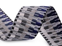 Gurtband "Zick-Zack"- grau/blau- beidseitig - 50mm