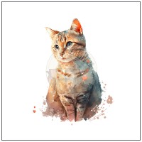 Kunstleder Panel "Cat watercolor" - 40x40 cm