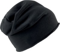 Beanie Mütze mit Rollrand - schwarz - 100% Baumwolle