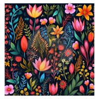 Kunstleder Panel "Colorful Blossom8" - 40x40 cm