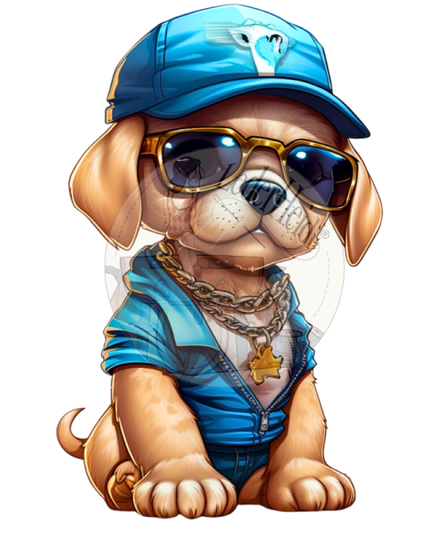 Bügelbilder - "Little Gangster Dog blau" - versch. Größen