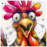 Kunstleder Panel - "Crazy Chicken" - 33x33 cm