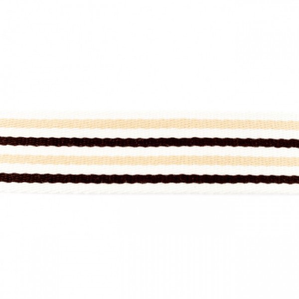Baumwoll-Gurtband 40mm - schmale Streifen -sand/dunkelbraun