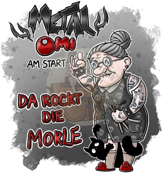 Bügelbilder - "Metal Omi - da rockt die Morle HG" - versch. Größen