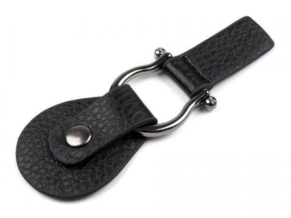 Taschenverschluss aus Kunstleder 4,2 x 11,5 cm - schwarz