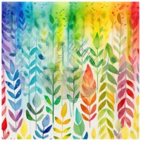 Kunstleder Panel "Rainbow Leaves1" - 40x40 cm