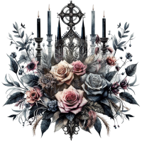 Bügelbilder -"Blumen Gothic Kerzen" - versch. Größen