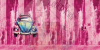 Kunstleder Kombi-Panel - "Auto Retro pink" - 40x80 cm