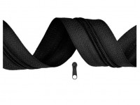 3 Meter Endlos-Reissverschluss 5mm - schwarz -  inkl. 12 Zipper