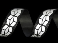 Reflektor - Gurtband bedruckt 20 mm - schwarz/silber