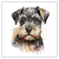 Kunstleder Panel - "Welpe Terrier" - 14x14 cm - Motiv 14