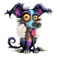 Bügelbilder - "Spooky Rainbow Dog" - versch. Größen