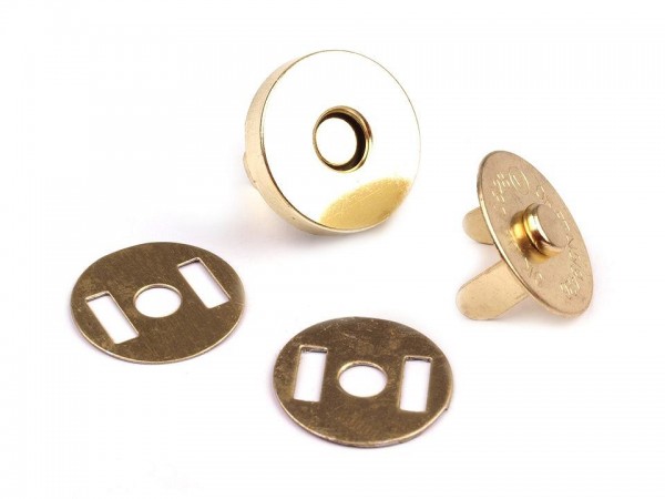 Magnetverschluss - 15mm - rund - goldfarben (5 Sets)