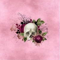 Kunstleder Panel "Gothic skull rose pink" - 40x40 cm