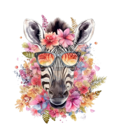 Bügelbilder - "Flower Zebra"- versch. Größen