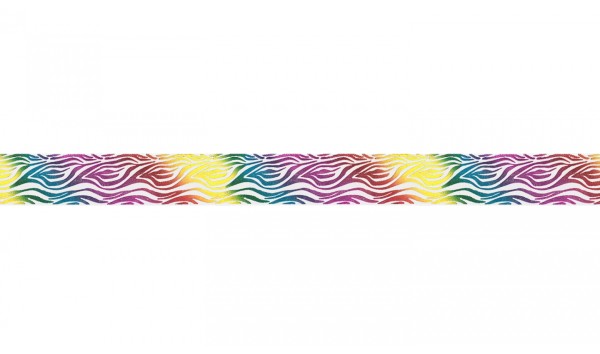 Dekoband "Tiger Stripes" - rainbow weiss- 25 mm