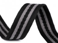 Gurtband 38 mm  - Streifen schwarz/grau- Reststück