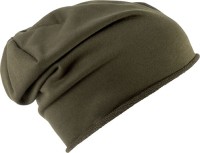Beanie Mütze mit Rollrand - khaki - 100% Baumwolle