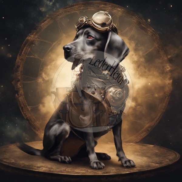 Kunstleder Panel "Steampunk Dog Labrador" - 40x40 cm