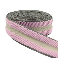Gurtband "Herringbone" - 38mm - grau/rosa